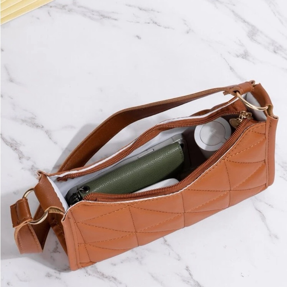 ⚠️Clearance Brown Quilted Pattern Shoulder Bag - Picture 3 of 5